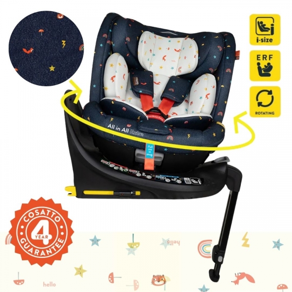 Cosatto All in All Extra i-Size 360° – Περιστρεφόμενο Παιδικό Κάθισμα Αυτοκινήτου (0-36 kg)-Extended Rear Facing- Doodle Days